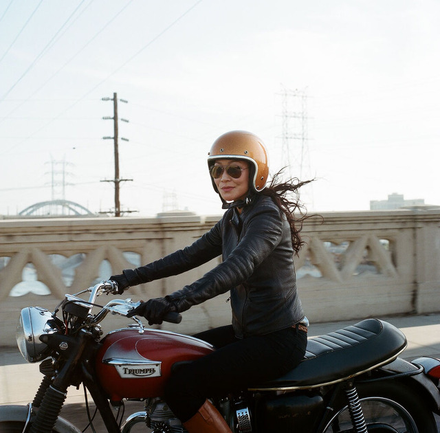 girls ride on motorbike