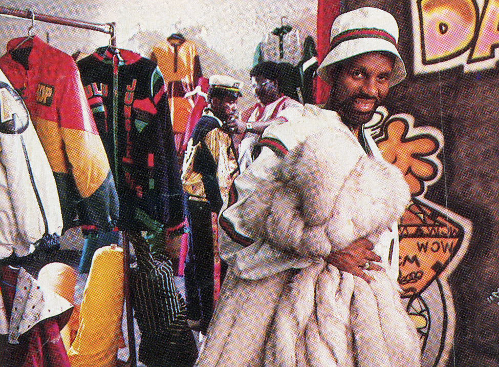 Photograph of Dapper Dan at his boutique in Harlem  National Museum of  African American History and Culture
