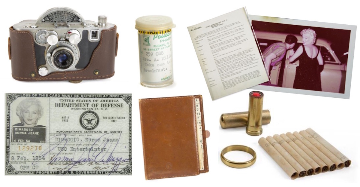 Marilyn Monroe personal items, including DiMaggio jewelry case